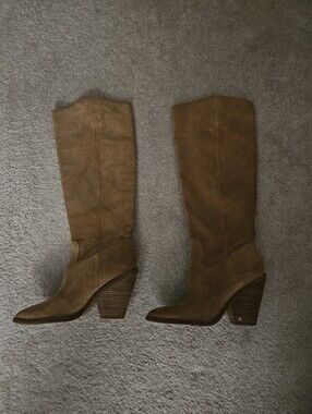 Sam Edelman Indigo Tall Suede Western Boots in Brownam